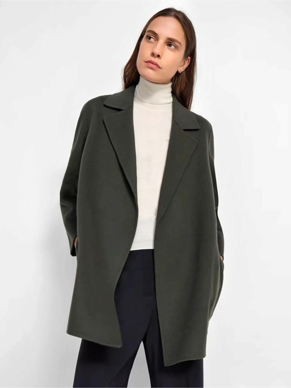 Theory Clairene Jacket in Double-Face Wool-Cashmere Hunter Green